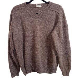 Vintage Shetland Wool V-Neck Sweater XXL Brown